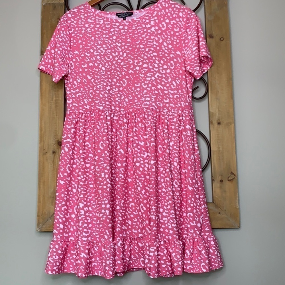 ASOS Wednesday’s Girl Pink Leopard Babydoll Dress - Picture 5 of 9